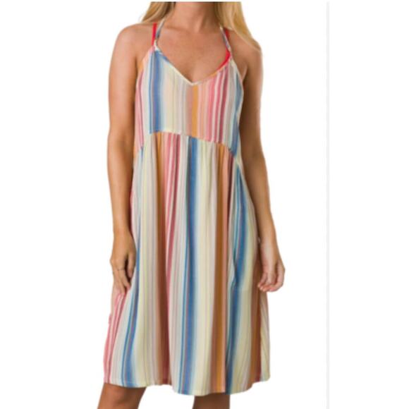 Prana Fernie Multi Baha Striped Sleeveless Beach Coverup Dress Size Medium NWT - Picture 1 of 11